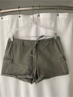 Vintage 90s Express Bleus Olive Green Utility Cargo Shorts Size 7/8